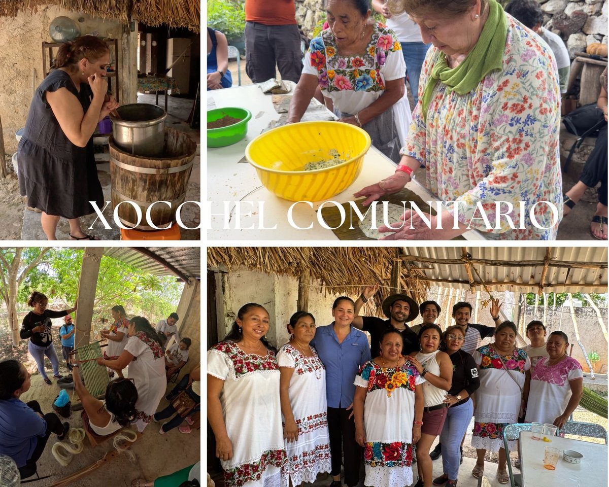 Community cooking and gathering activities featuring women preparing traditional food and posing together in groups